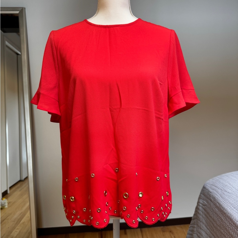 Coral Red Embellished Women's Top